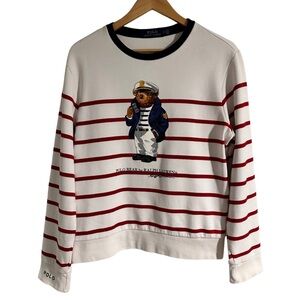Polo Ralph Lauren Men's Sailor Bear Striped Sweatshirt Small Nautical Preppy GUC